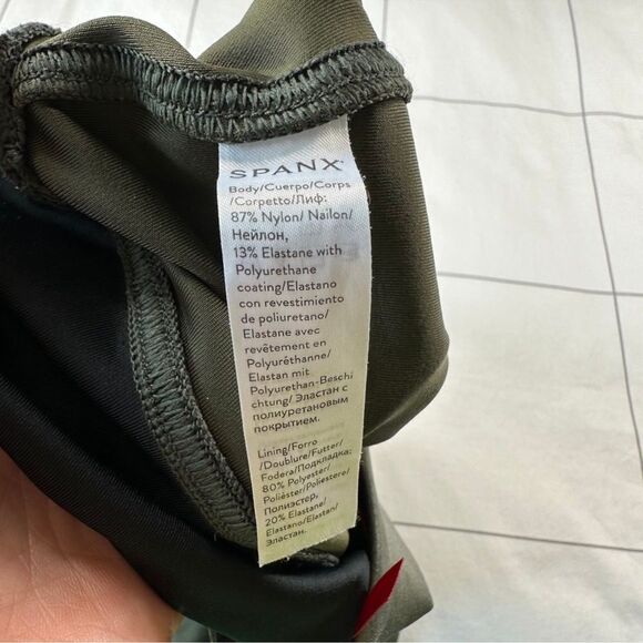Spanx Leggings Olive Green Faux Leather Stretch S - Picture 2 of 5